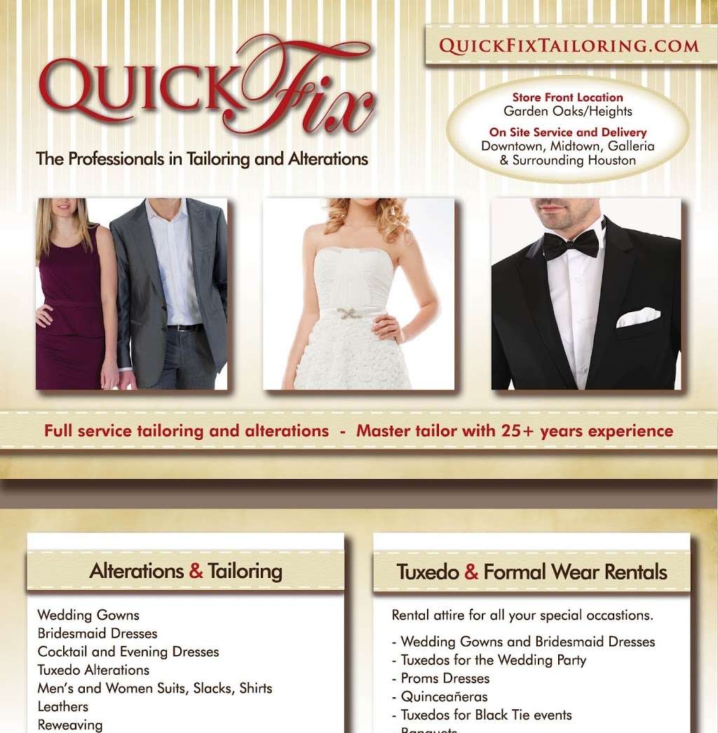 QuickFix Tailoring Alterations & Tuxedos | 3912 N Shepherd Dr, Houston, TX 77018, USA | Phone: (713) 227-0995