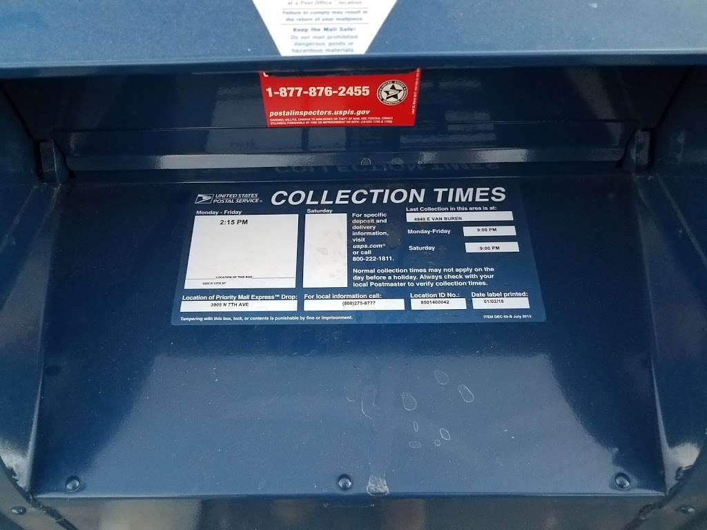 USPS Collection Box | Phoenix, AZ 85014, USA | Phone: (800) 222-1811