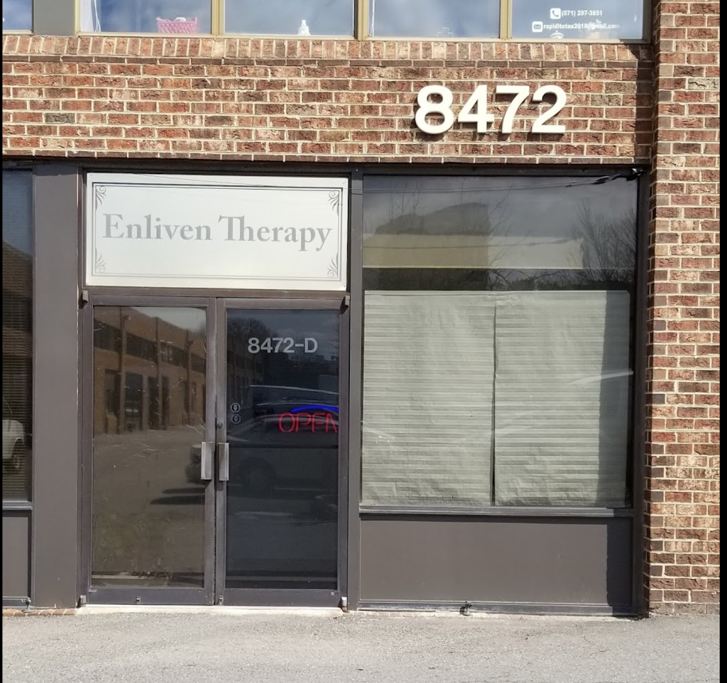 ENLIVEN THERAPY | 8472 Tyco Rd suite-d, Vienna, VA 22182, USA | Phone: (703) 288-3851