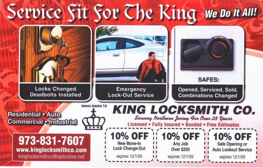 King Locksmith Co | 1212 NJ-23, Butler, NJ 07405, USA | Phone: (973) 831-7607