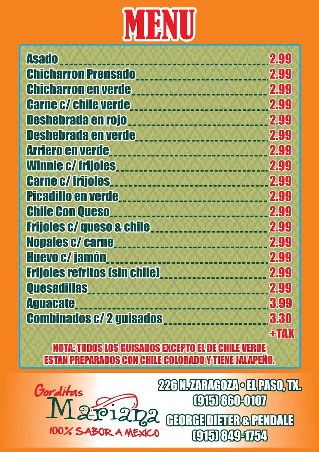 Gorditas Mariana | 226 N Zaragoza Rd, El Paso, TX 79907, USA | Phone: (915) 860-0107