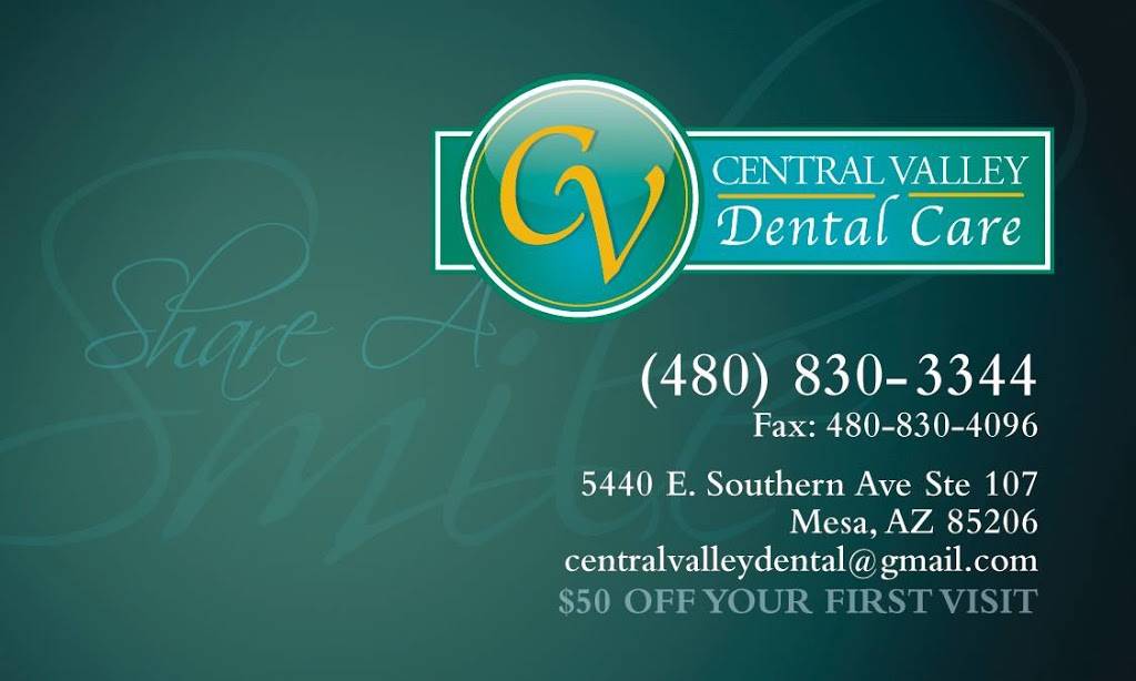 CV Dental Care Central Valley | 5440 E Southern Ave #107, Mesa, AZ 85206, USA | Phone: (480) 830-3344