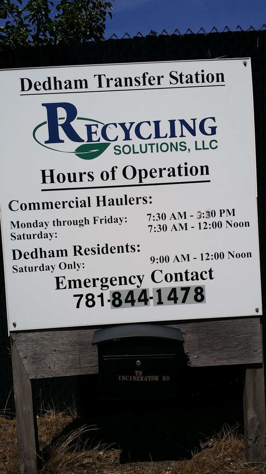 Recycling Solutions | 5 Incinerator Rd, Dedham, MA 02026, USA | Phone: (781) 326-8800