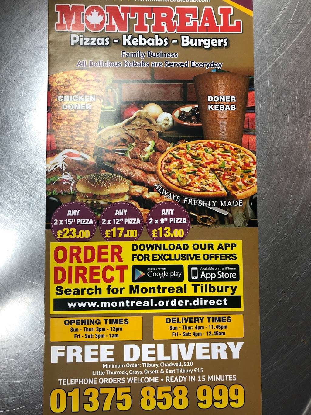Montreal Pizza & Kebab | 15 Commonwealth House, Montreal Road, Tilbury RM18 7QX, UK | Phone: 01375 858999