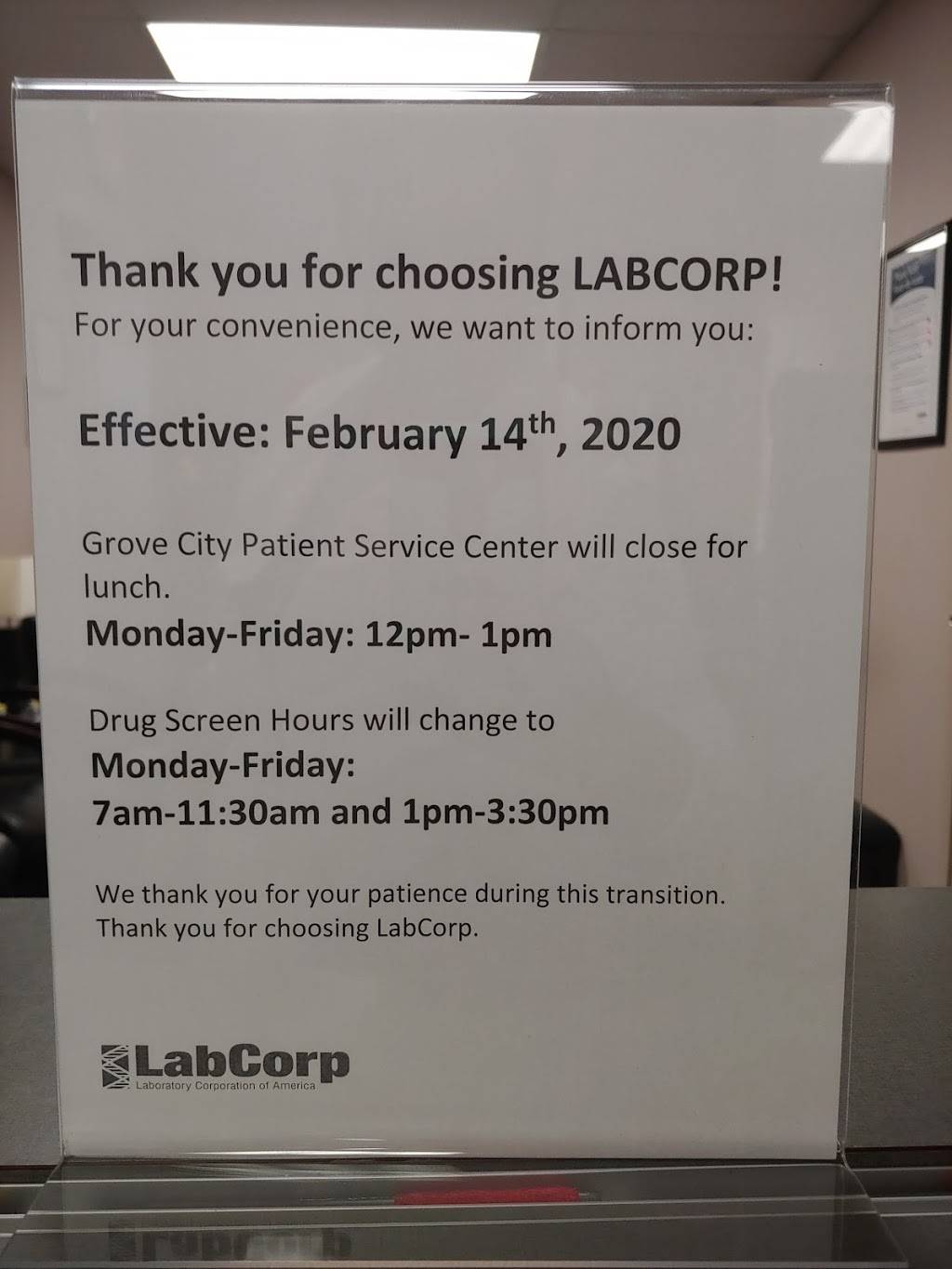 LabCorp | 4461 Broadway Ste 300, Grove City, OH 43123, USA | Phone: (614) 801-1263