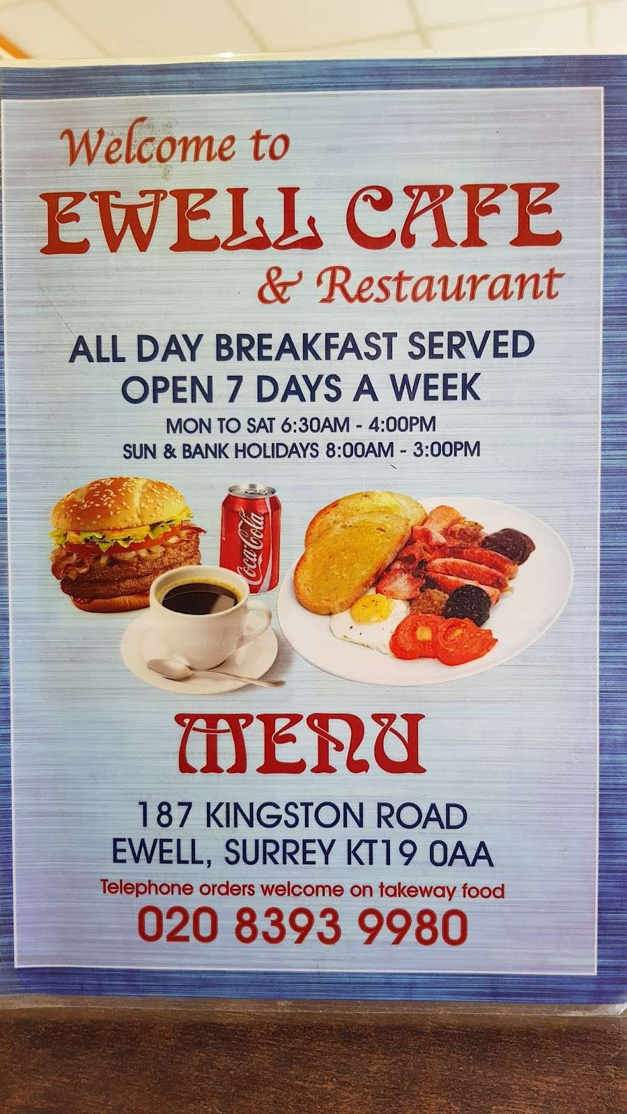 Ewell Cafe | 187 Kingston Rd, Epsom KT19 0AA, UK | Phone: 020 8393 9980