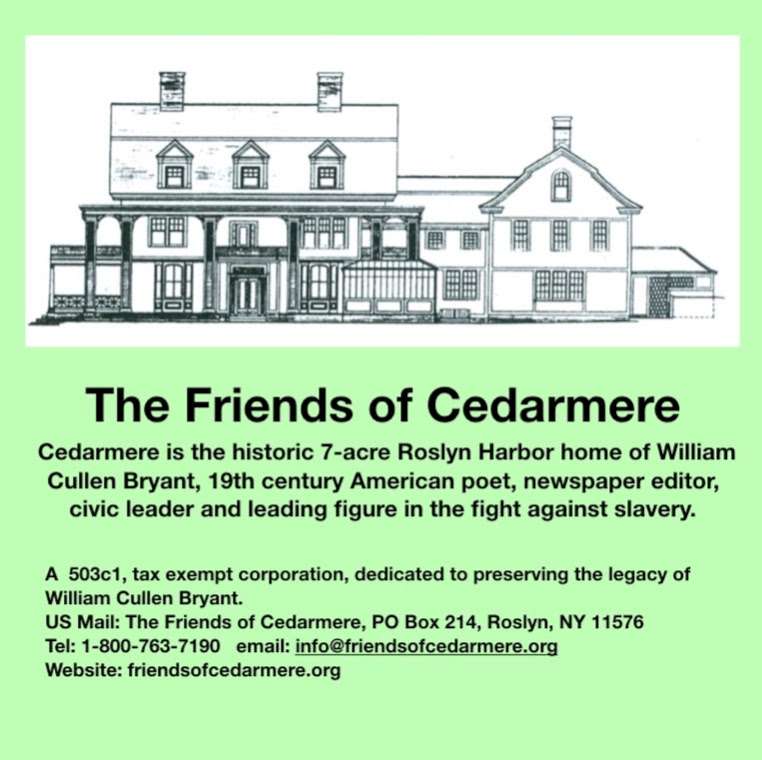 The Friends of Cedarmere | 225 Bryant Ave, Roslyn, NY 11576, USA | Phone: (516) 544-3944