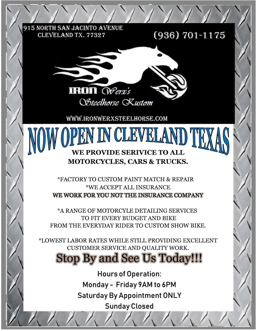 Iron Werxs Steelhorse Kustom | 915 N San Jacinto Ave, Cleveland, TX 77327, USA | Phone: (936) 701-1175