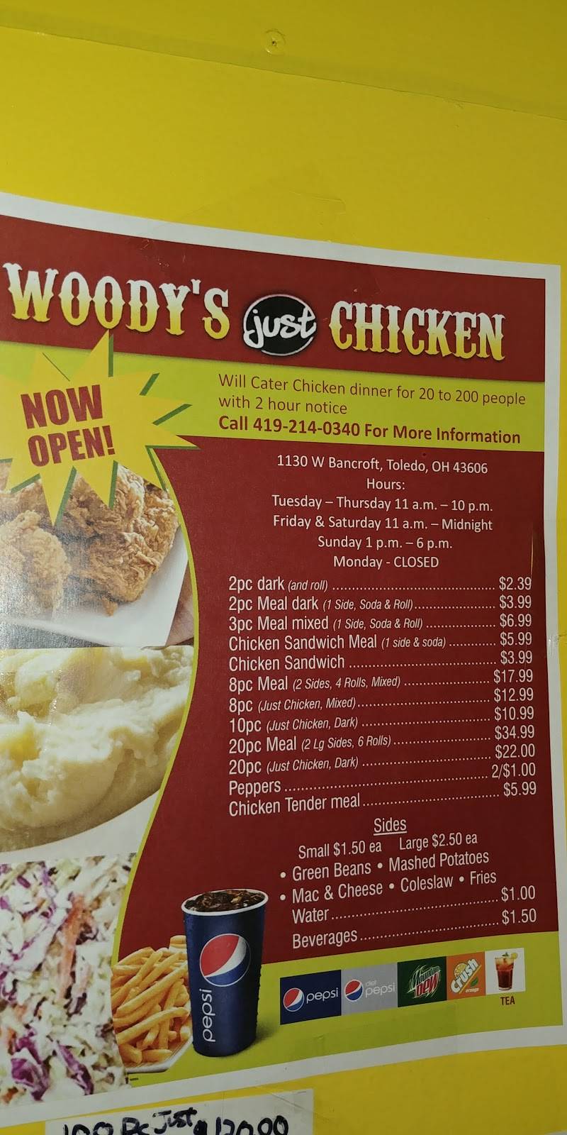 Woodys just Chicken | 1130 W Bancroft St, Toledo, OH 43606, USA | Phone: (419) 214-0340