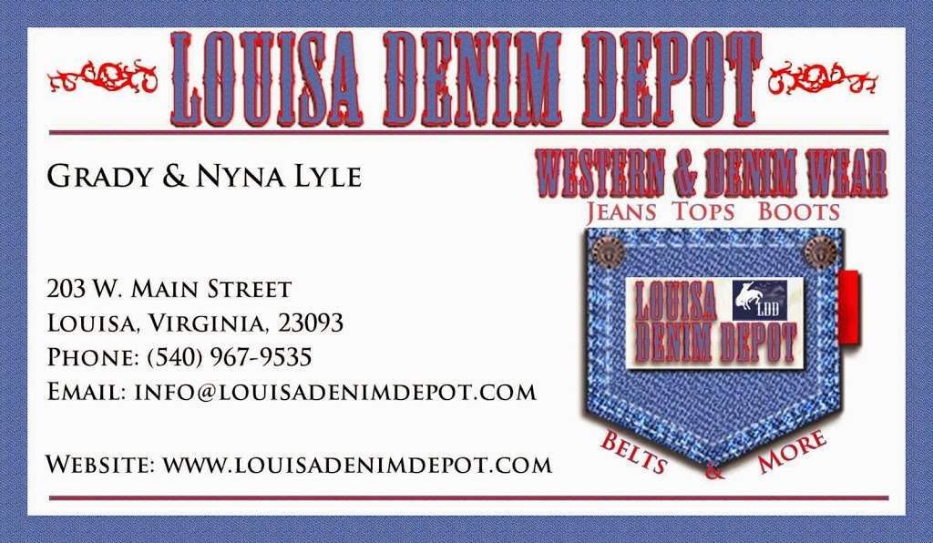 Louisa Denim Depot | 203 W Main St, Louisa, VA 23093, USA | Phone: (540) 967-2196