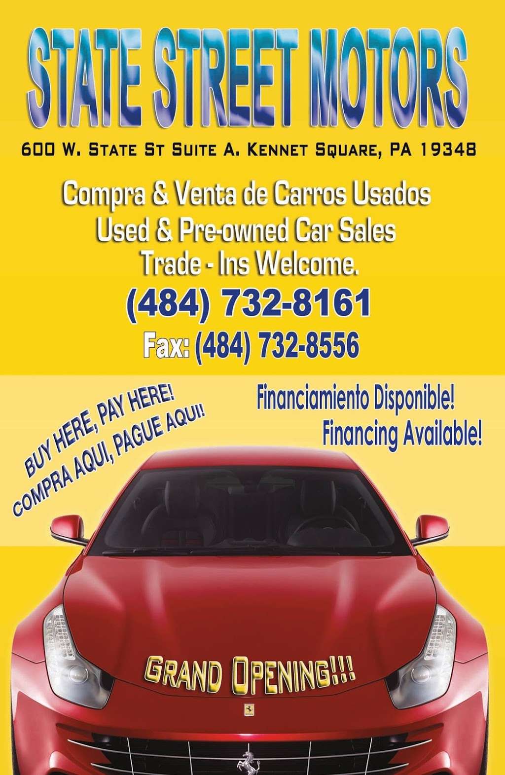 State Street Motors | 600 W State St a, Kennett Square, PA 19348, USA | Phone: (484) 732-8161