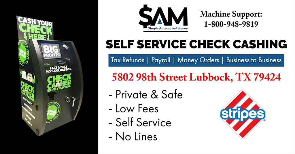 Stripes Check Cashing Machine | 5802 98th St, Lubbock, TX 79424, USA | Phone: (806) 771-4733