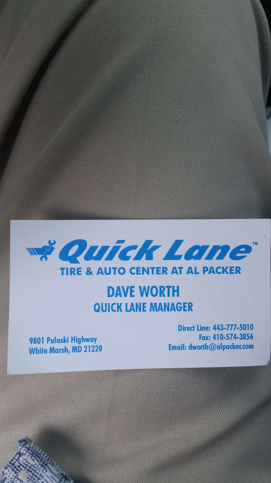 Quick Lane Tire & Auto Center At AL Packer | 9801 Pulaski Hwy, Middle River, MD 21220, USA | Phone: (443) 777-5010