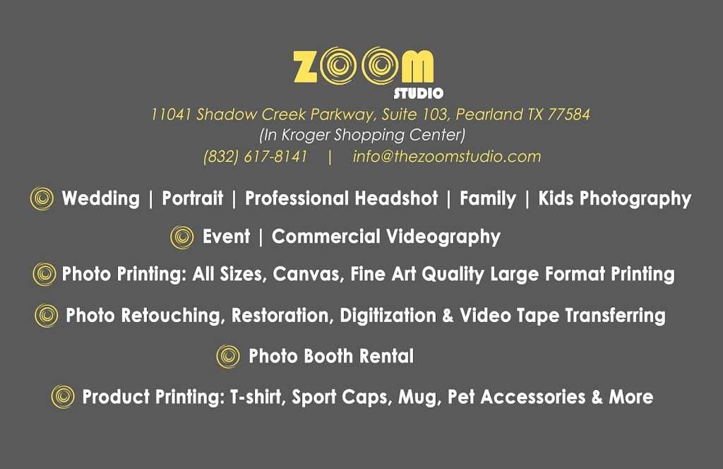 Zoom Studio Video Photo Printing | 11041 Shadow Creek Pkwy #103, Pearland, TX 77584, USA | Phone: (832) 617-8141