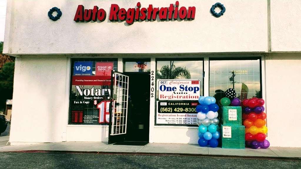 One Stop Auto Registration | 22402 Norwalk Blvd, Hawaiian Gardens, CA 90716, USA | Phone: (562) 429-8300