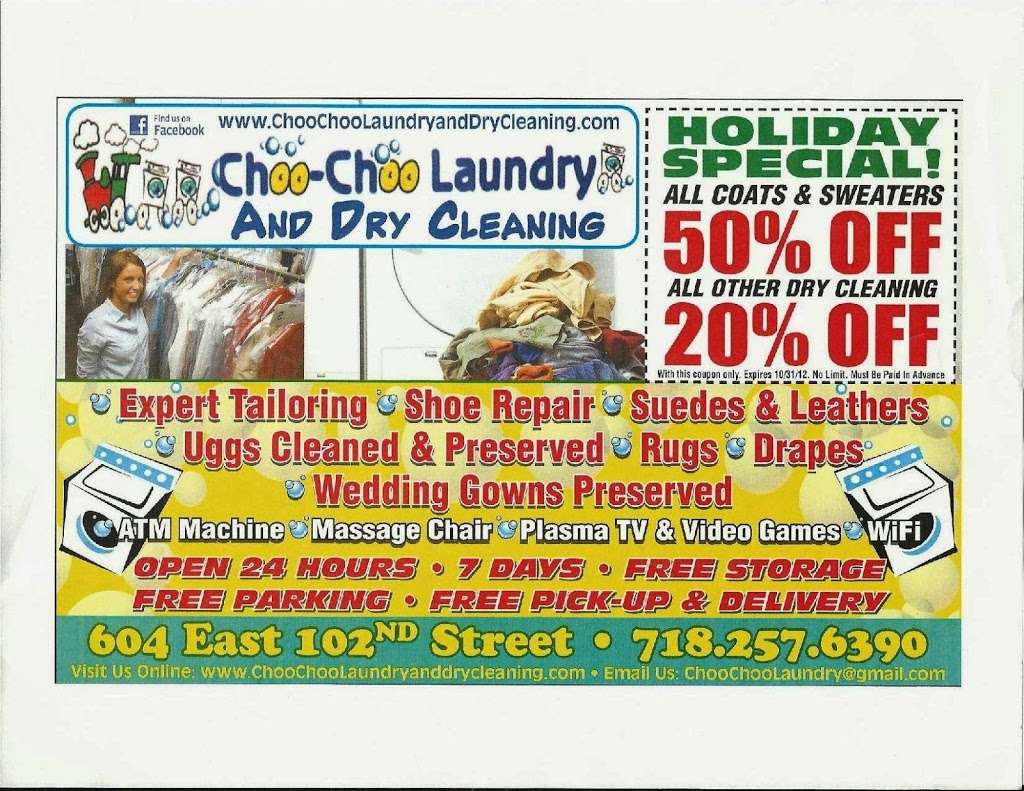Choo Choo Laundry | 604 E 102nd St, Brooklyn, NY 11236, USA | Phone: (718) 257-6390