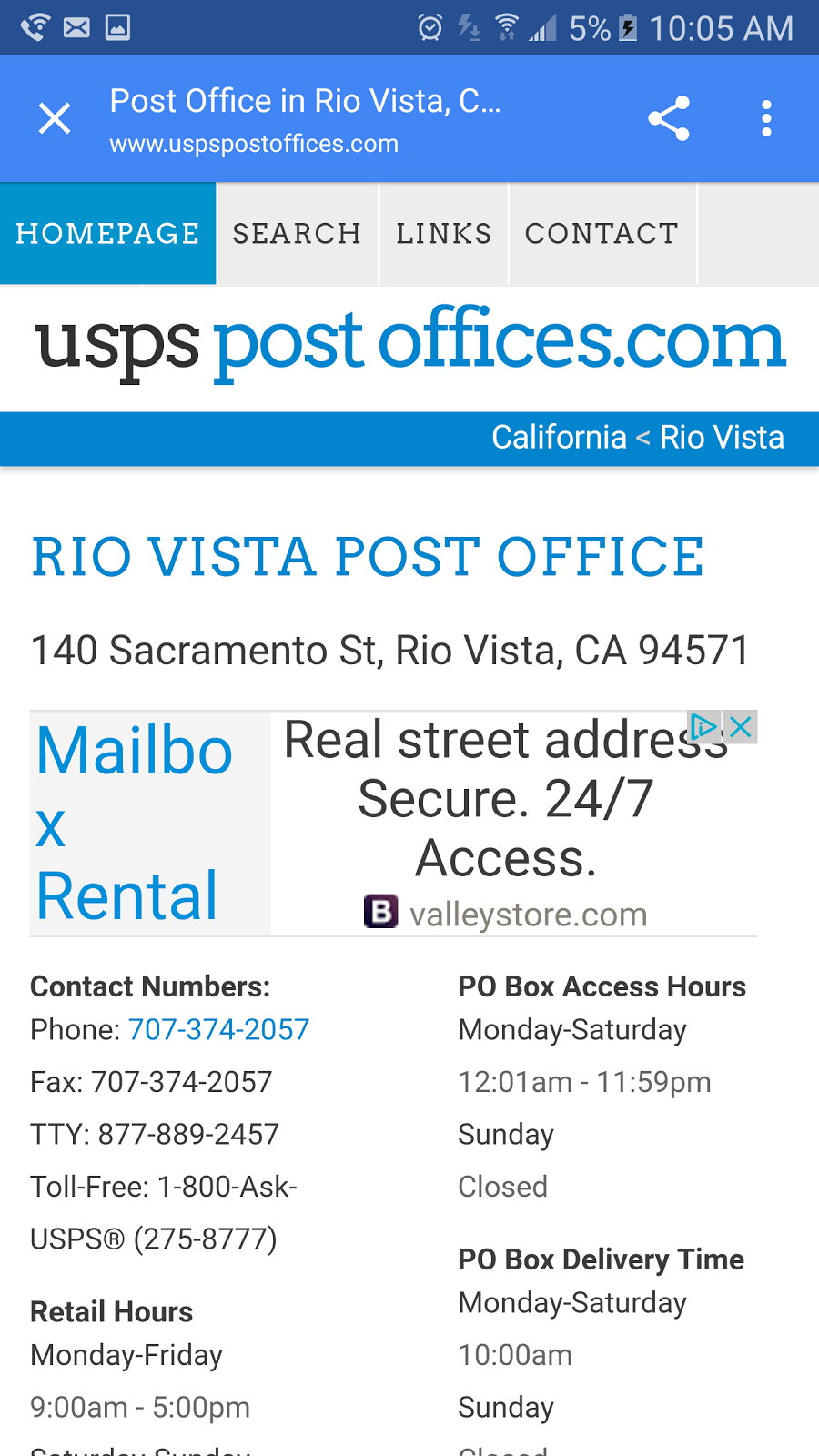 United States Postal Service | 140 Sacramento St, Rio Vista, CA 94571, USA | Phone: (800) 275-8777