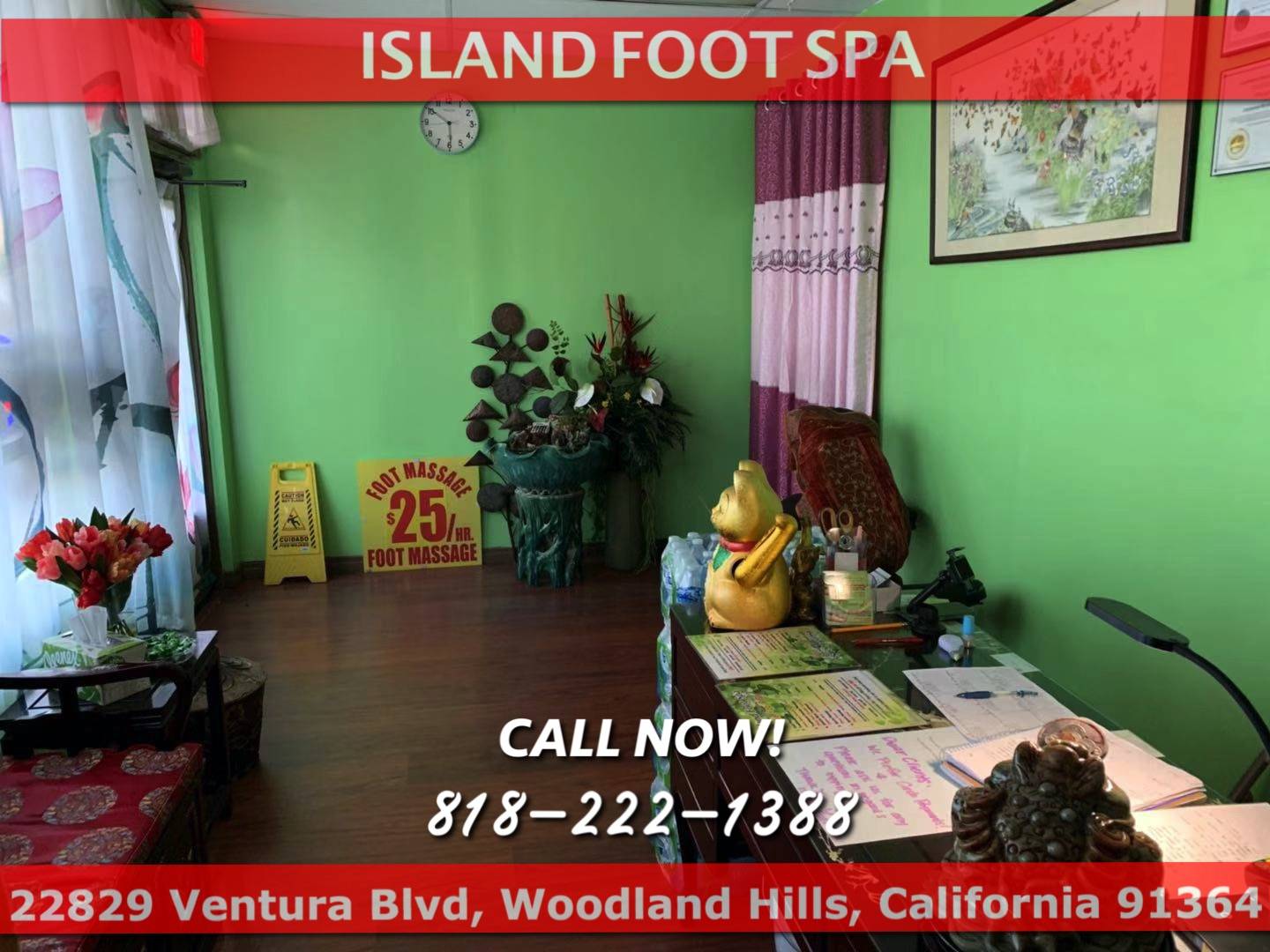 Island Foot Spa | 22829 Ventura Blvd, Woodland Hills, CA 91302, United States | Phone: (818) 222-1388