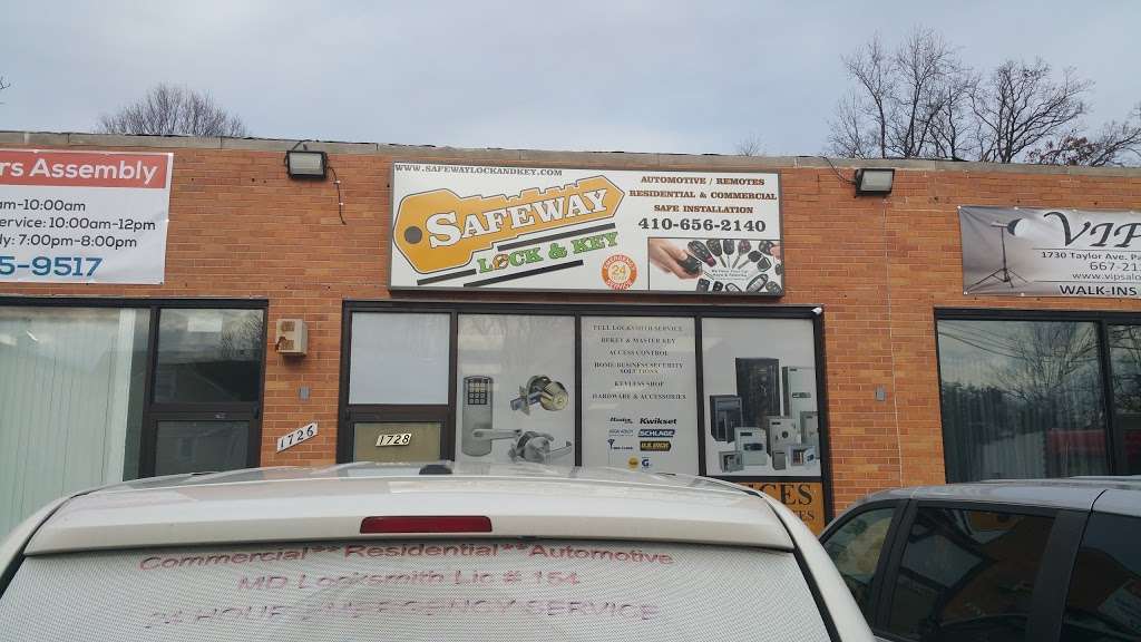 Safe Way Lock & Key | 1728 Taylor Ave, Parkville, MD 21234, USA | Phone: (410) 656-2140