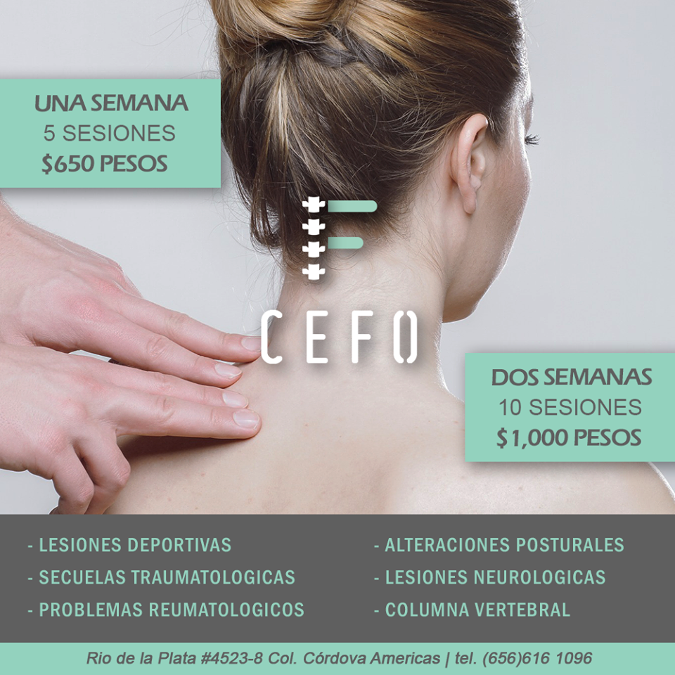 CEFO Centro de Fisioterapia + Ozonoterapia. | Río de la Plata 4523 Local 8 Fracc, Cordiva Americas, Córdova Americas, 32310 Cd Juárez, Chih., Mexico | Phone: 656 616 1096