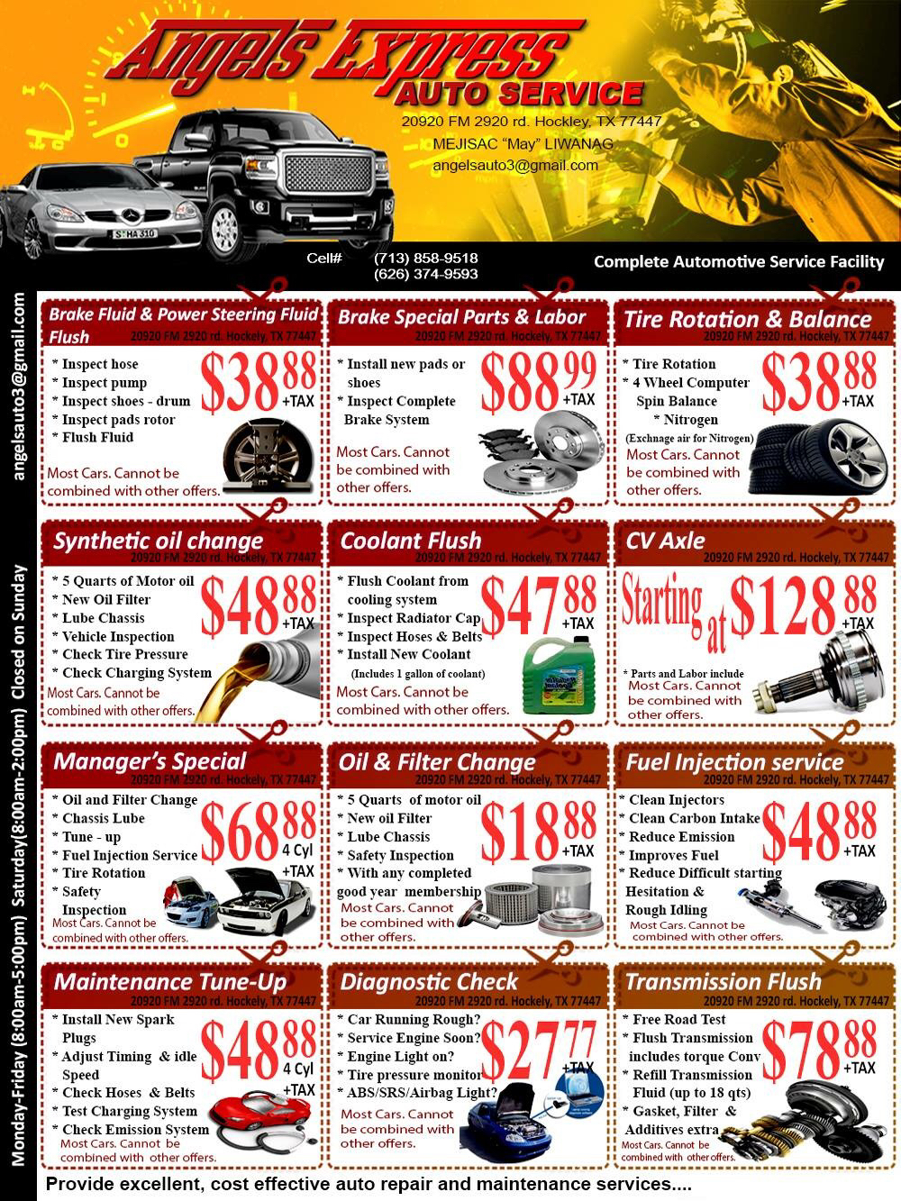 Angels Express Auto Service | 28406 Farm to Market 2920, Waller, TX 77484, USA | Phone: (713) 858-9518