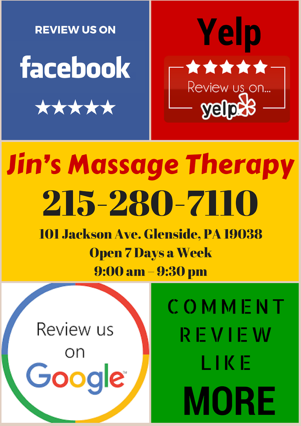 Jins Massage Therapy | 101 Jackson Ave, Glenside, PA 19038, USA | Phone: (215) 280-7110