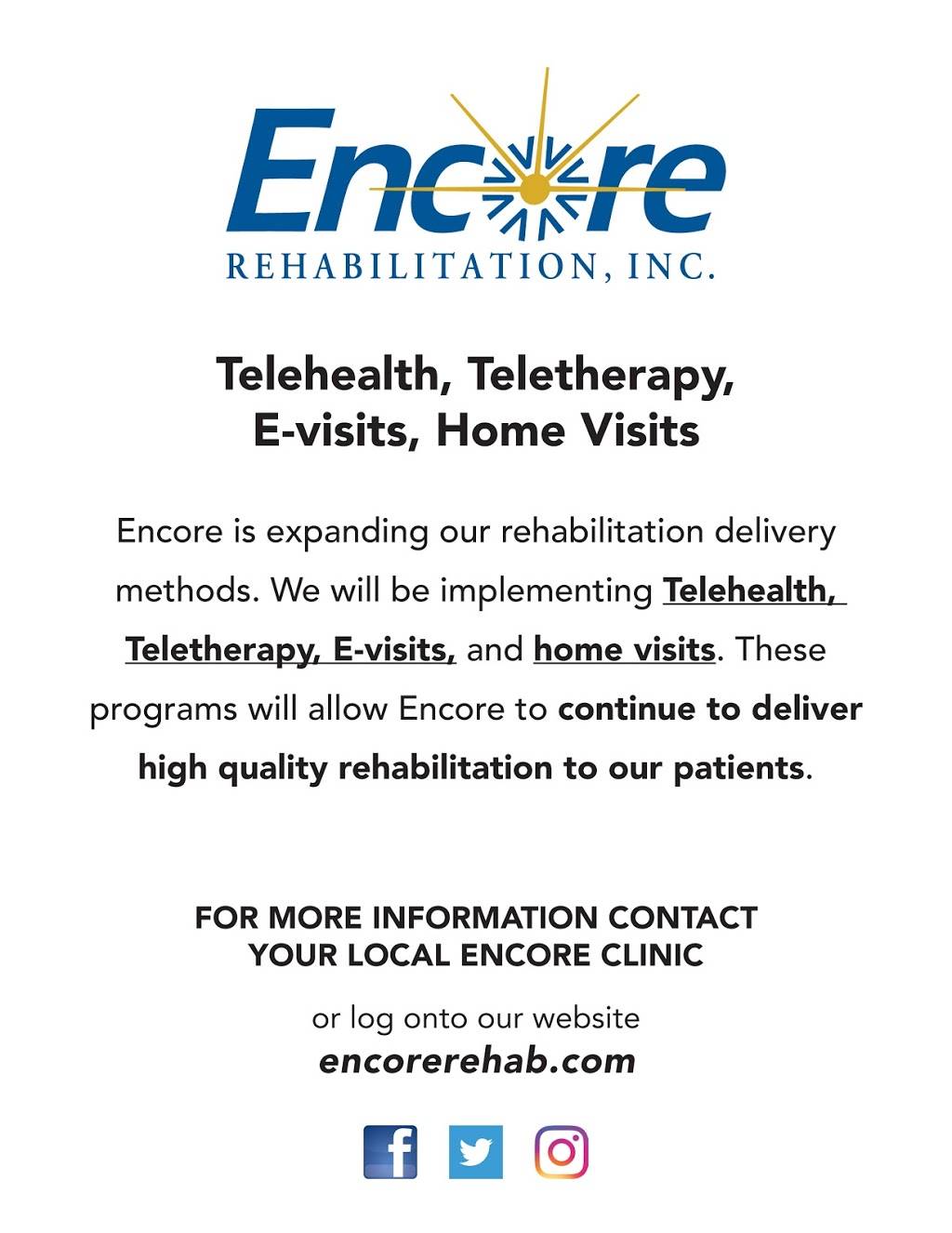 Encore Rehabilitation-Hoover | 2801 John Hawkins Pkwy # 141K, Hoover, AL 35244, USA | Phone: (205) 682-7650