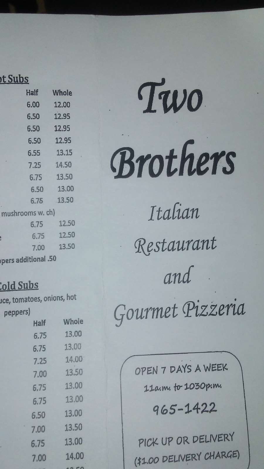 Two Brothers From Italy , Italian Restaurant & Gourmet Pizza | 269 W White Horse Pike, Galloway, NJ 08205, USA | Phone: (609) 965-1422