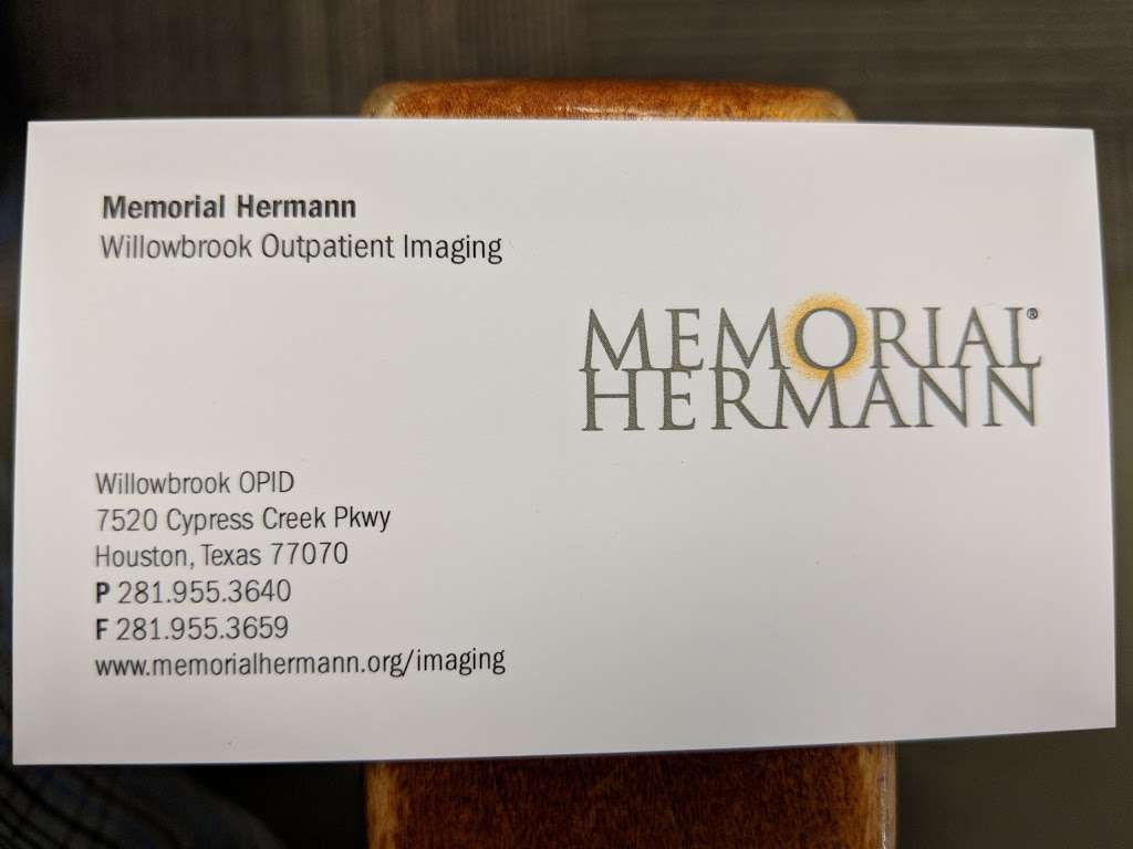 Memorial Hermann Imaging Center - Willowbrook | 7520 Cypress Creek Pkwy, Houston, TX 77070, USA | Phone: (866) 378-0004