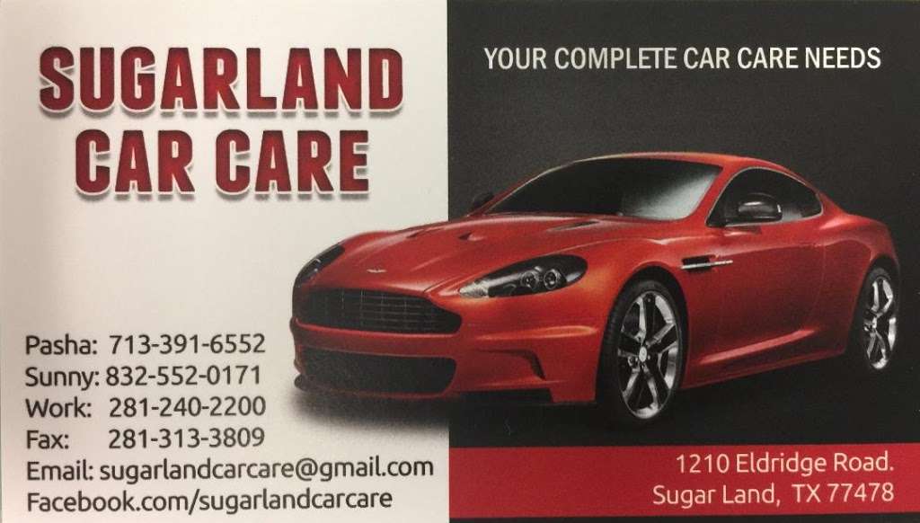 Sugar Land Car Care | 1210 Eldridge Rd, Sugar Land, TX 77478, USA | Phone: (713) 391-6552