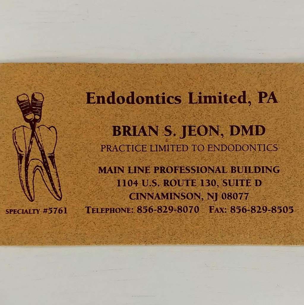 Brian Jeon, DMD, MS | Endodontics Limited, PA | 1104 US-130 suite d, Cinnaminson, NJ 08077, USA | Phone: (856) 829-8070