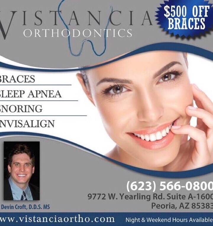 Vistancia Orthodontics Peorias Orthodontist | 9772 W Yearling Rd A-1600, Peoria, AZ 85383, USA | Phone: (623) 566-0800