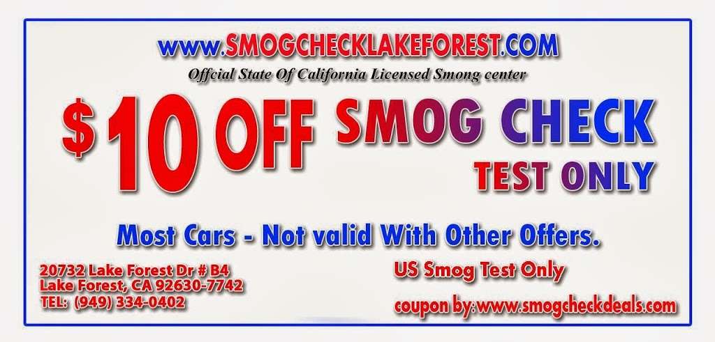 US Smog | 20732 Lake Forest Dr #B4, Lake Forest, CA 92630, USA | Phone: (949) 334-0402