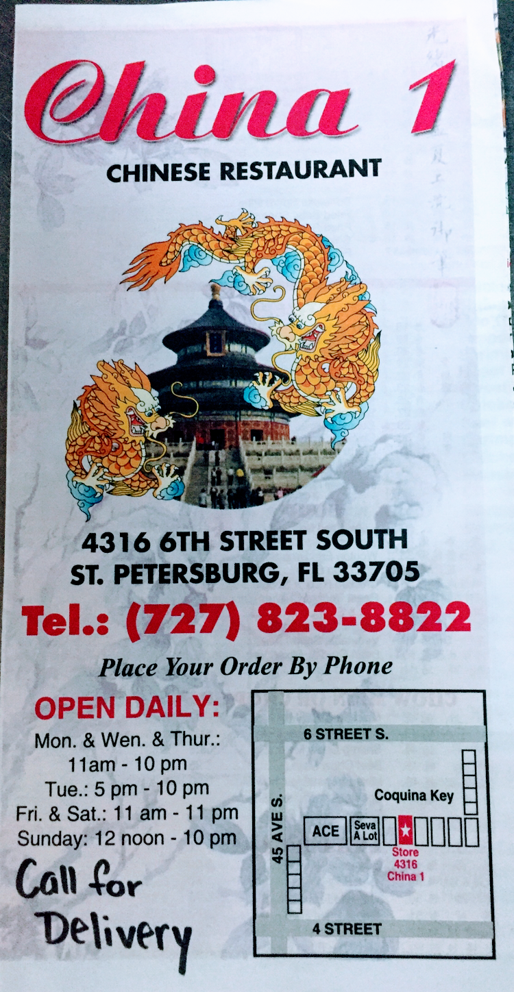 China One | 4316 6th St S, St. Petersburg, FL 33705, USA | Phone: (727) 823-8822