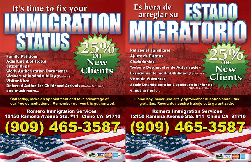 Romero Immigration Services | 12150 Ramona Ave #11, Chino, CA 91710, USA | Phone: (909) 465-3587