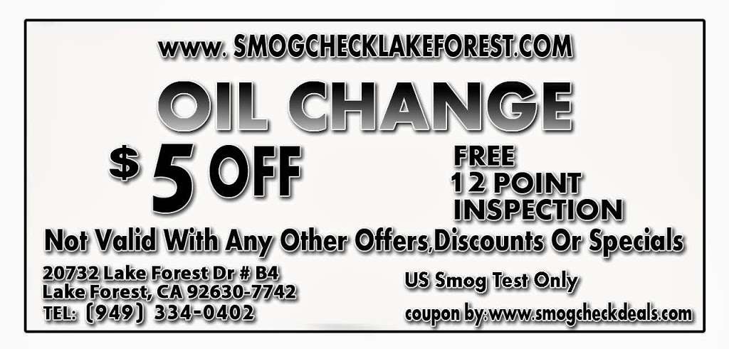 US Smog | 20732 Lake Forest Dr #B4, Lake Forest, CA 92630, USA | Phone: (949) 334-0402