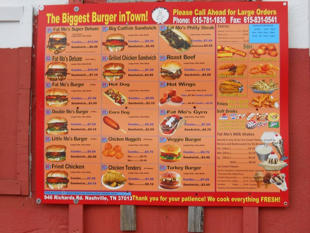 Fat Mos Burgers | 946 Richards Rd, Antioch, TN 37013, USA | Phone: (615) 781-1830
