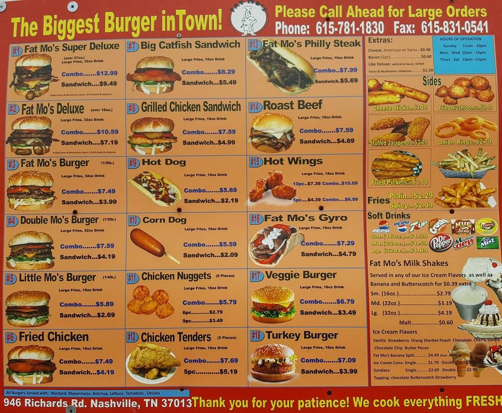 Fat Mos Burgers | 946 Richards Rd, Antioch, TN 37013, USA | Phone: (615) 781-1830