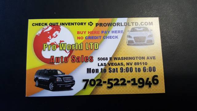 Pro World Ltd Auto Sales | 5068 E Washington Ave, Las Vegas, NV 89110, USA | Phone: (702) 722-1394