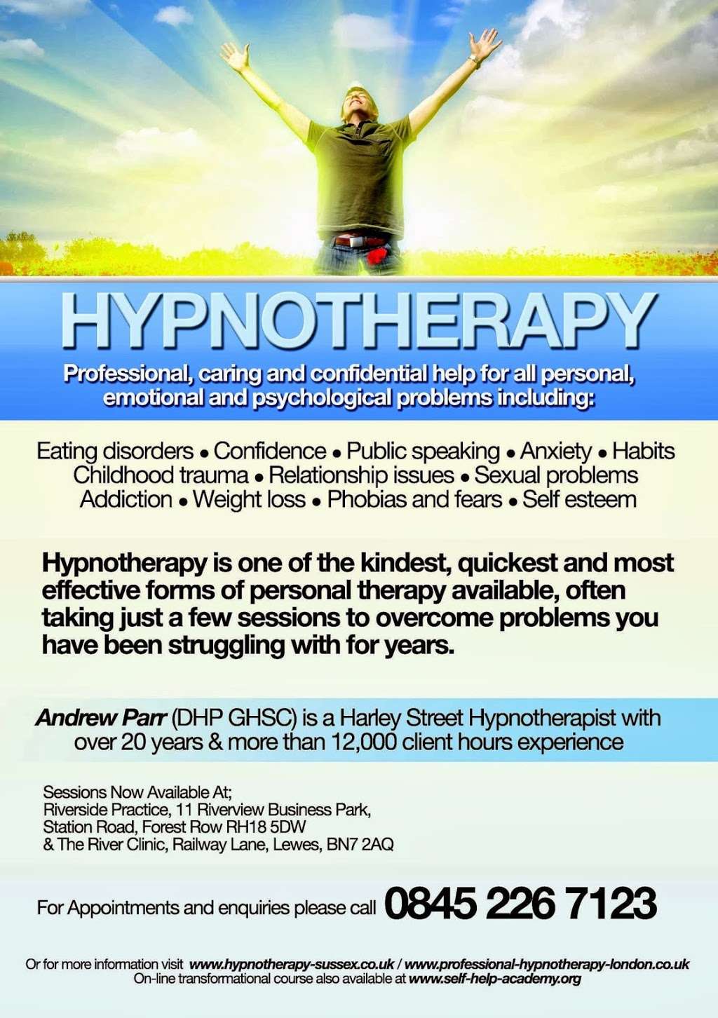 Andrew Parr - East Sussex Hypnotherapy & Hypnosis | 8 Station Rd, Forest Row RH18 5DW, UK | Phone: 0845 226 7123