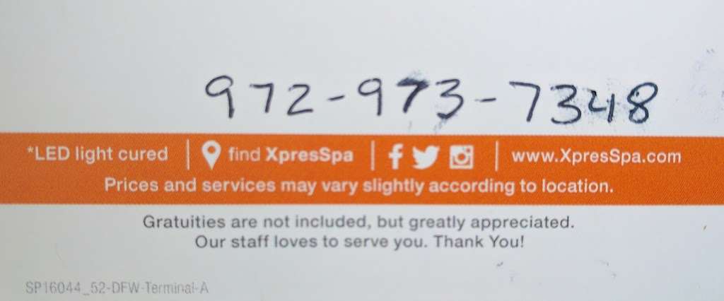 XpresSpa | Near Gate A25 Dallas/Fort Worth Int’l Airport, DFW International Airport (DFW), 3200 Terminal A East Airfield Drive, Dallas, TX 75261, USA | Phone: (972) 973-7348