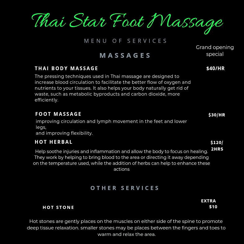 Thai Star Foot Massage | 2316 N Alma School Rd #116, Chandler, AZ 85224, USA | Phone: (480) 217-2399