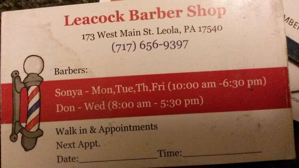 Leacock Barber Shop | 173 W Main St, Leola, PA 17540, USA | Phone: (717) 656-9397