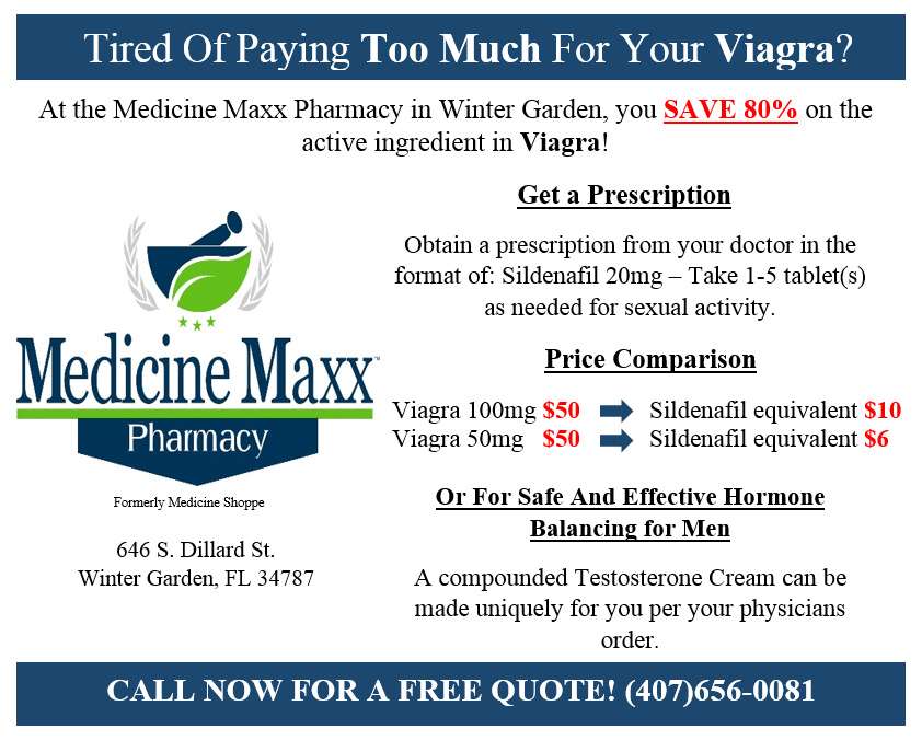 Medicine Maxx Pharmacy | 646 S Dillard St, Winter Garden, FL 34787, USA | Phone: (407) 656-0081