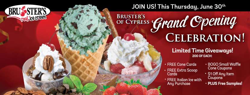 Brusters Real Ice Cream | 14131 Mueschke Rd #201, Cypress, TX 77429, USA | Phone: (281) 213-2484