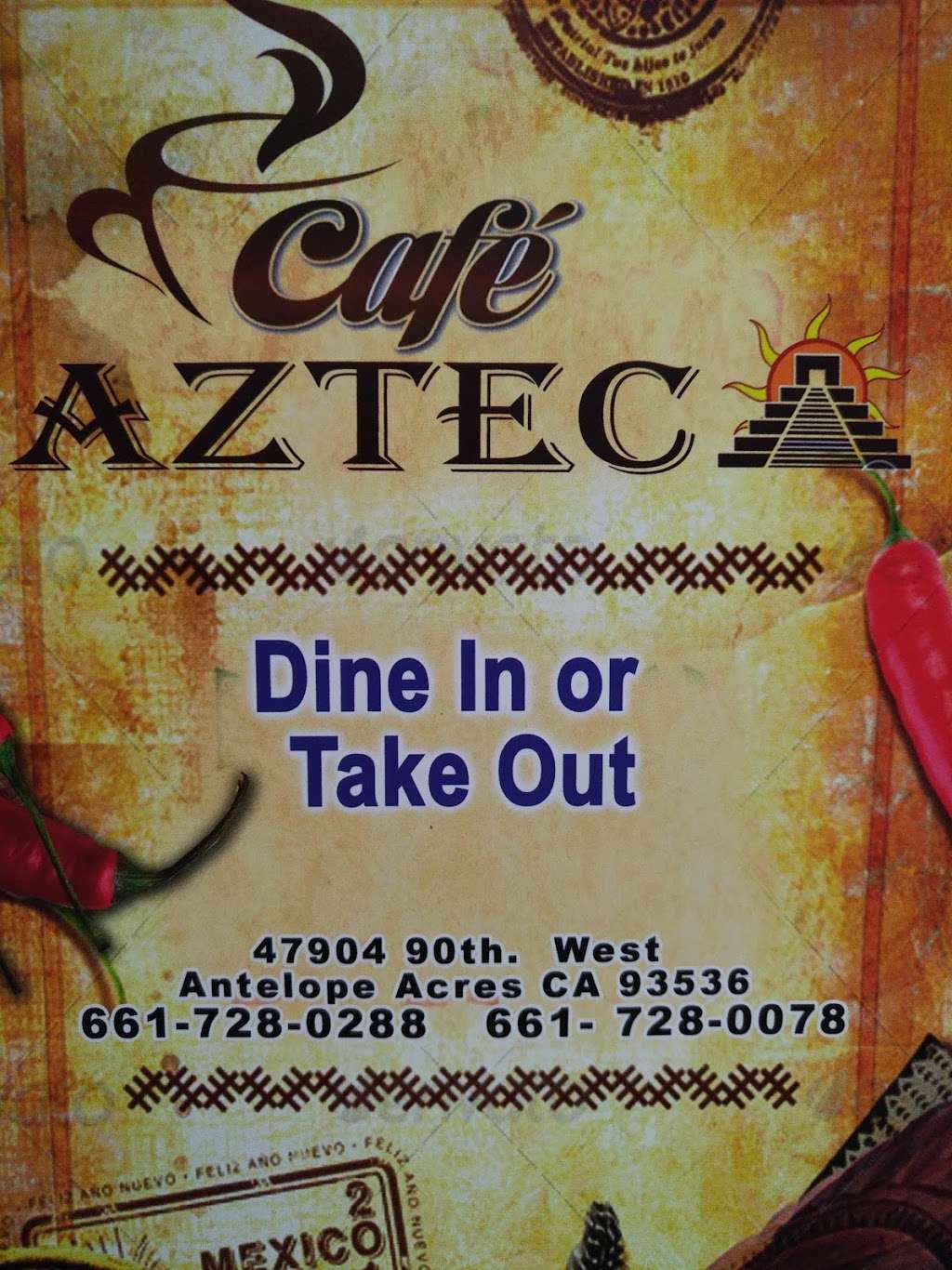 Cafe Azteca | 47904 90th St W, Lancaster, CA 93536, USA | Phone: (661) 728-0288