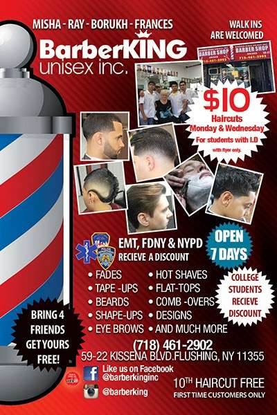 BarberKing UniSex INC Barbershop | 59-22 Kissena Blvd, Flushing, NY 11355, USA | Phone: (718) 461-2902