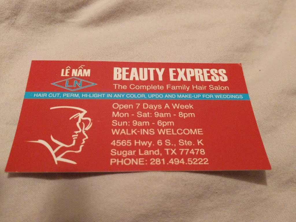 LN Beauty Express | 4565 Hwy 6 K, Sugar Land, TX 77478, USA | Phone: (281) 494-5222