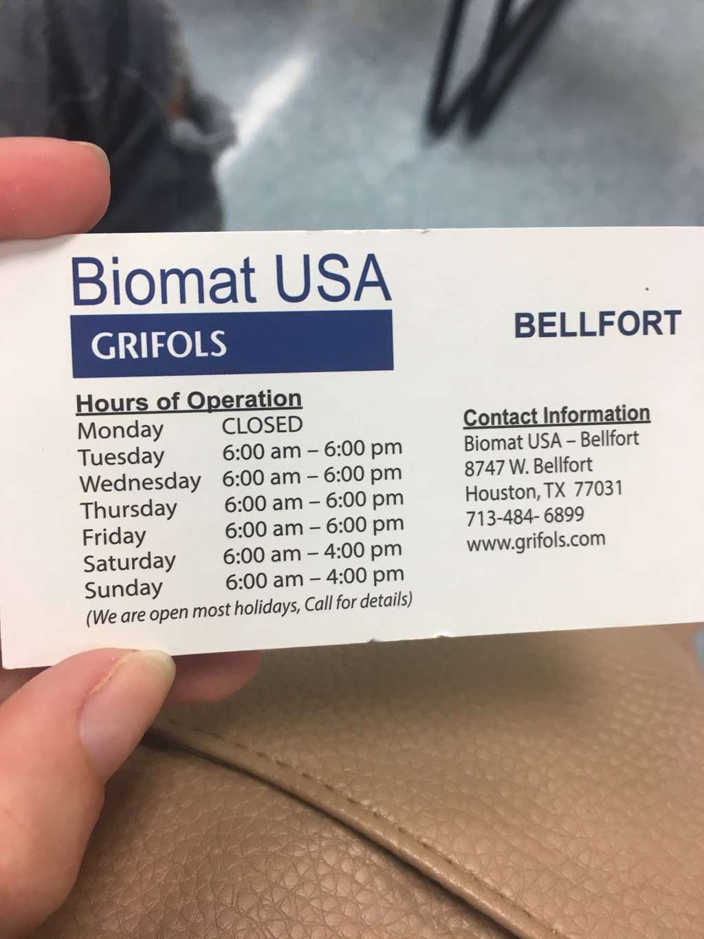 Biomat USA | 8747 W Bellfort Ave, Houston, TX 77031, USA | Phone: (713) 484-6899