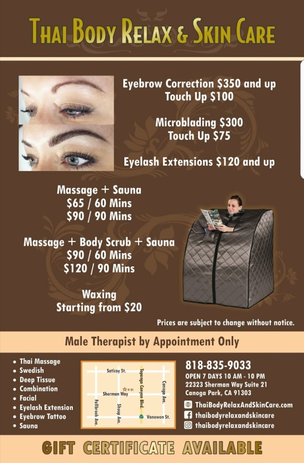 Thai Body Relax and Skin Care | 22323 Sherman Way Suite 21, Canoga Park, CA 91303, USA | Phone: (818) 835-9033